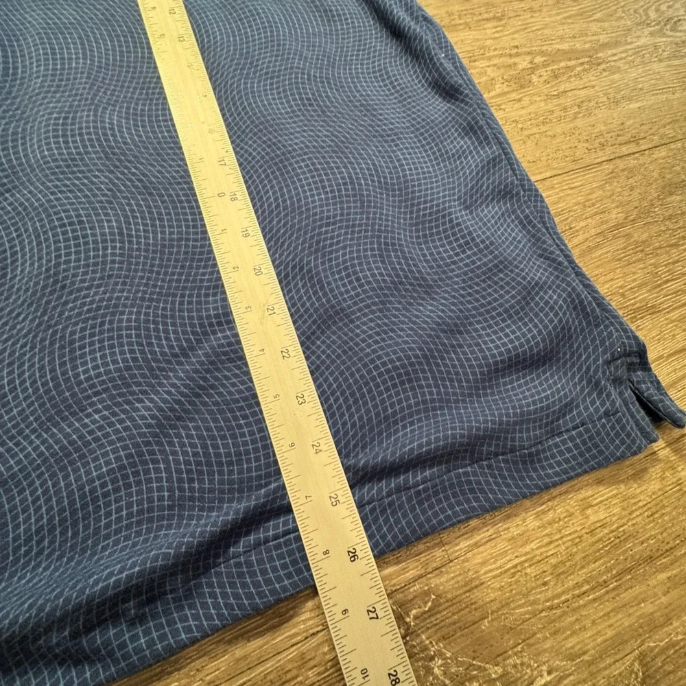 Municipal Polo Shirt Mens M Blue Wavy Grid Cotton Golf Performance Sport Golfer